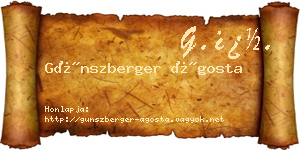 Günszberger Ágosta névjegykártya